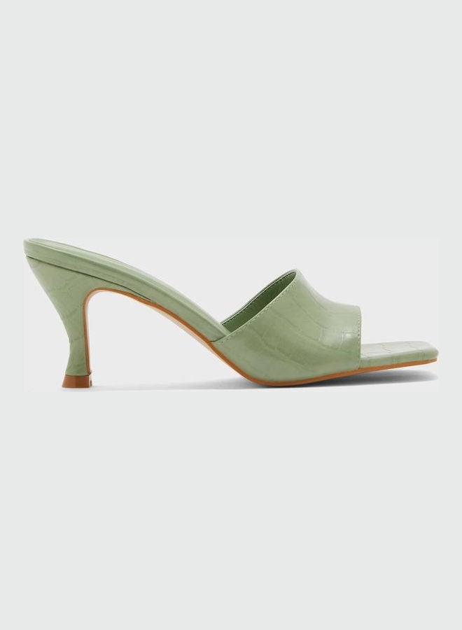 One Strap Low Heel Sandals Green