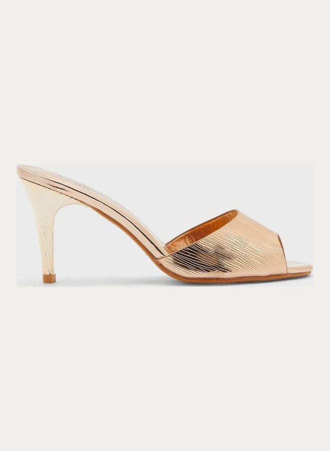 One Strap Mid Heel Sandals Rose gold