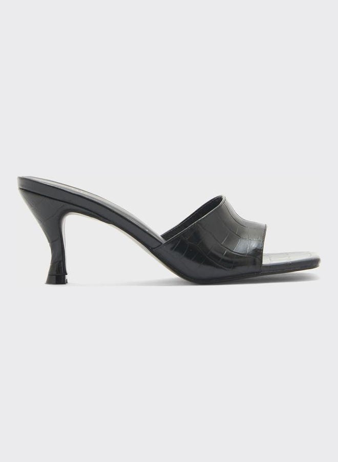 One Strap Low Heel Sandals Black