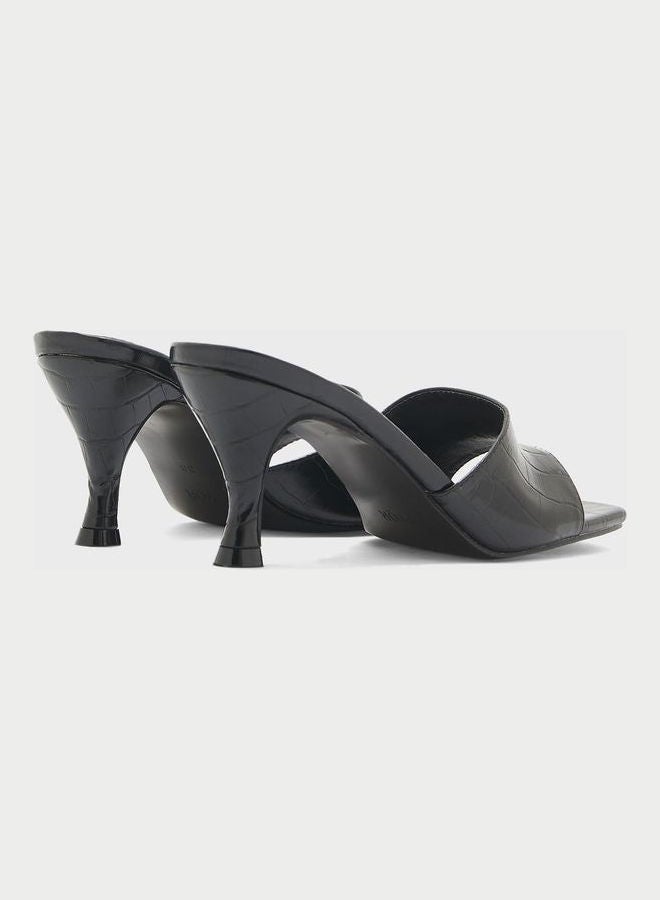 One Strap Low Heel Sandals Black