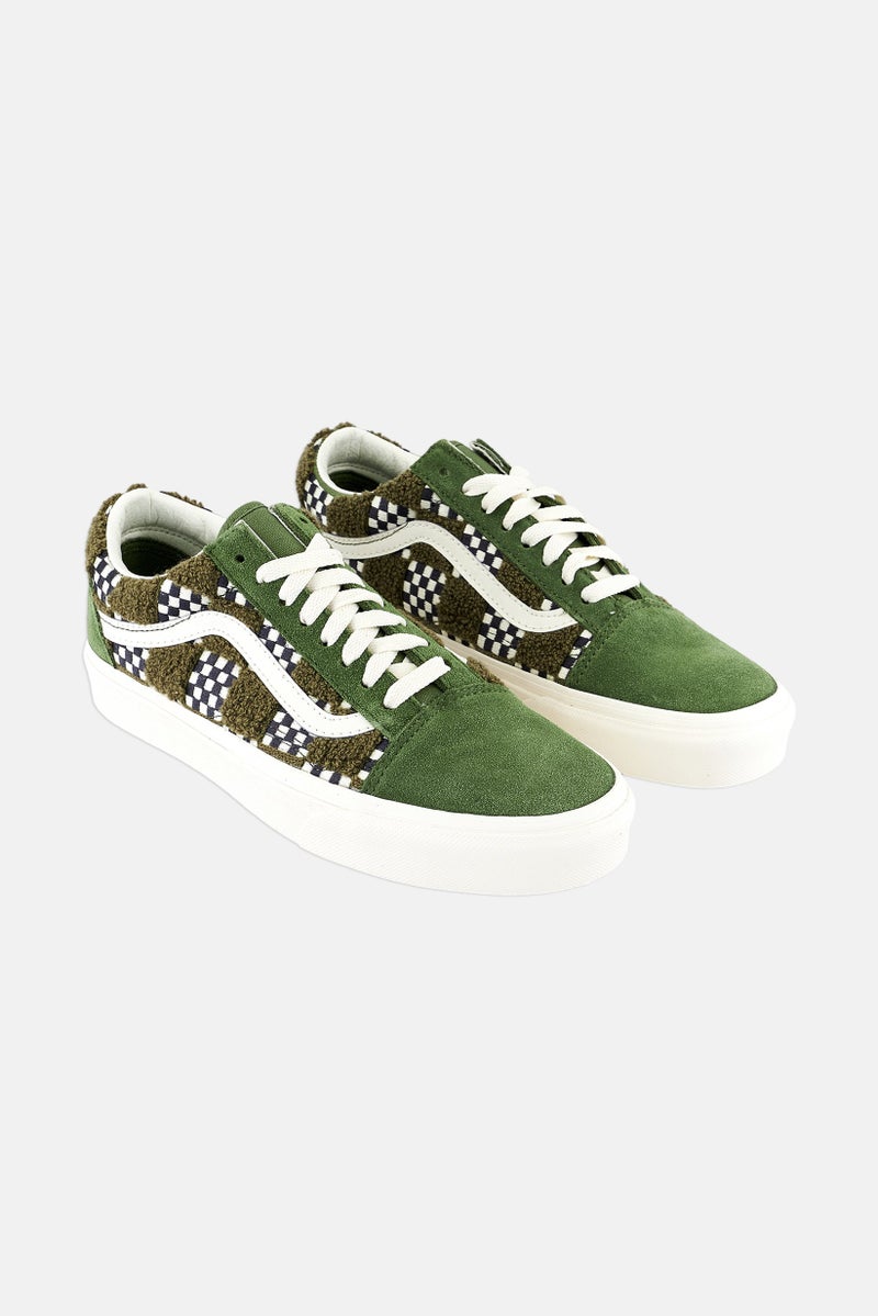 Men Old Skool Lace Up Shoes, Green/White Combo