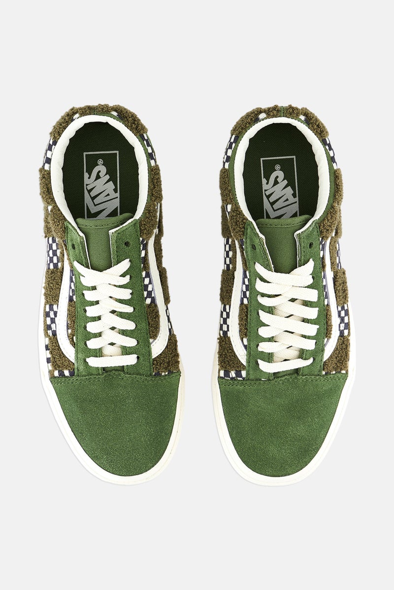 Men Old Skool Lace Up Shoes, Green/White Combo