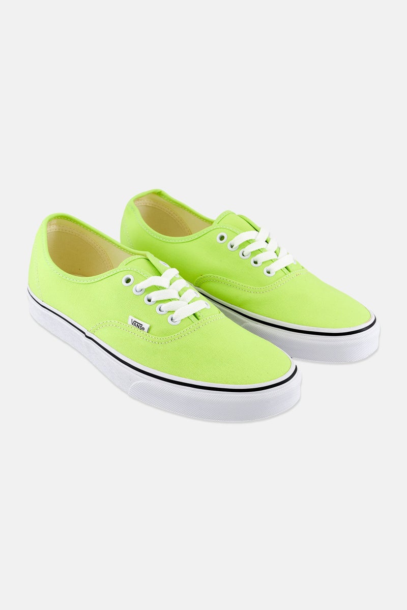 Men Authentic Lace Up Shoes, Lime Green/White