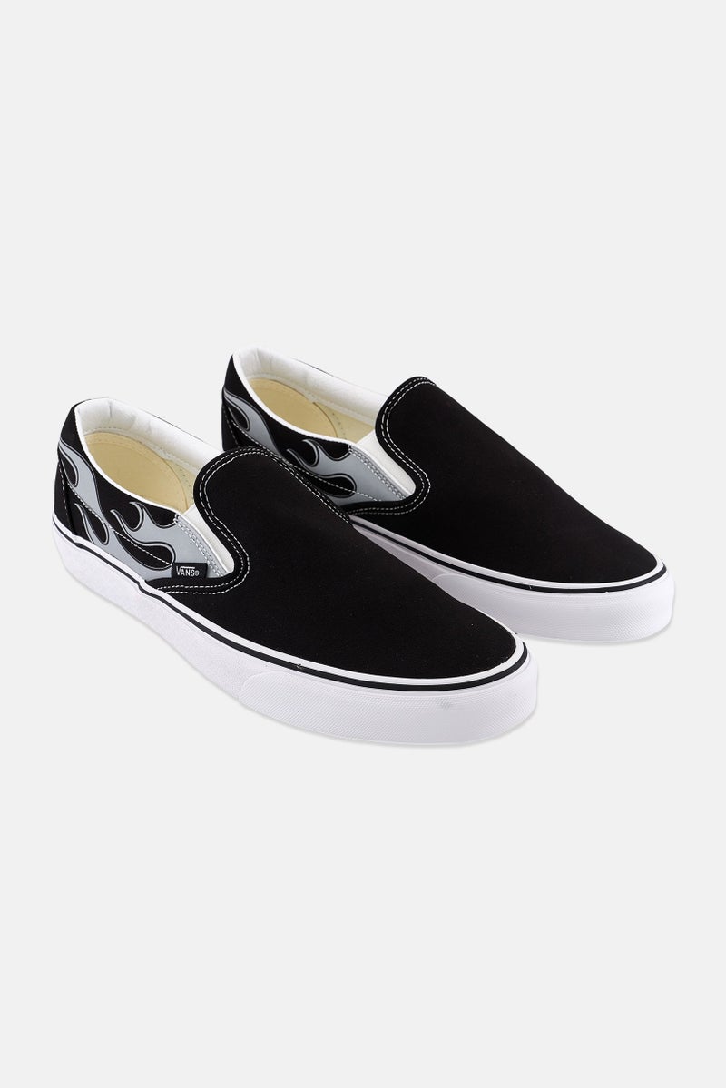 Men Classic Slip On Low Cut Casual Shoes, Black/White