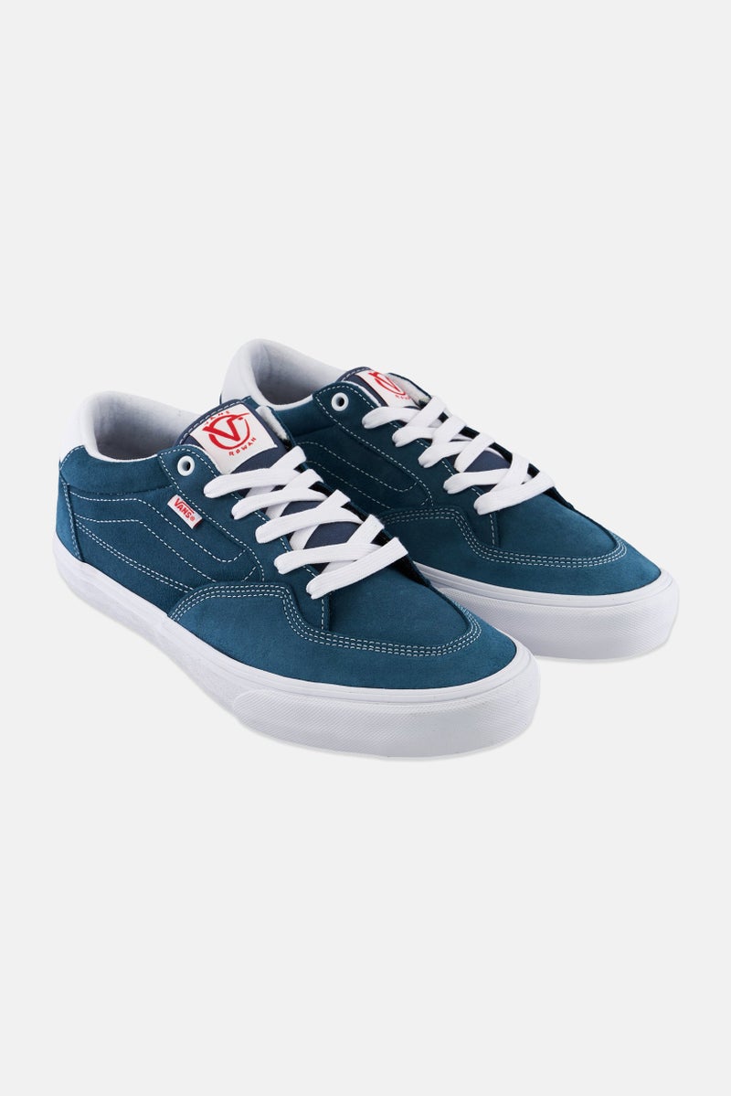 Men Rowan Lace Up Low Cut Casual Shoes, Teal Blue/White