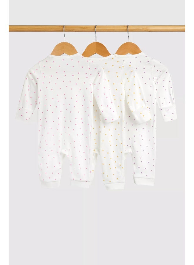 Spotted Footless Sleepsuits - 3 Pack