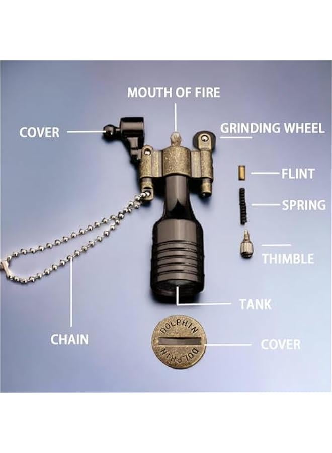 Retro Flint Wheel Lighter, Creative Soft Flame Kerosene Lighter, Jet Torch Lighter, Refillable Adjustable Windproof Lighter, Cool Metal Lighter, Unique Gift for Men (No Gas)