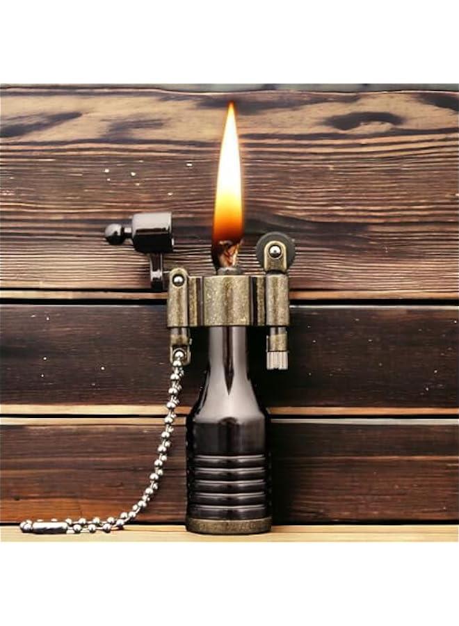 Retro Flint Wheel Lighter, Creative Soft Flame Kerosene Lighter, Jet Torch Lighter, Refillable Adjustable Windproof Lighter, Cool Metal Lighter, Unique Gift for Men (No Gas)