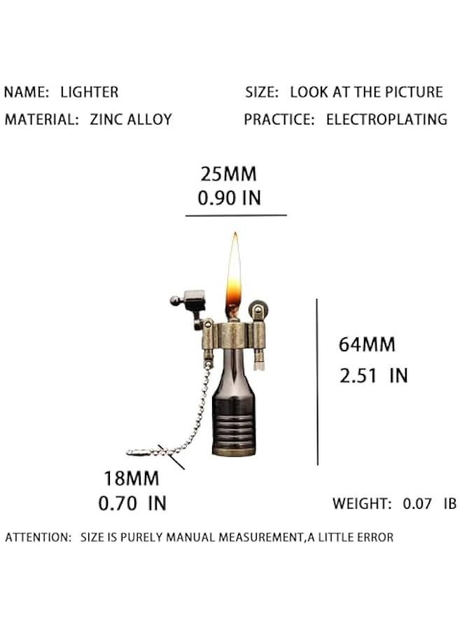 Retro Flint Wheel Lighter, Creative Soft Flame Kerosene Lighter, Jet Torch Lighter, Refillable Adjustable Windproof Lighter, Cool Metal Lighter, Unique Gift for Men (No Gas)