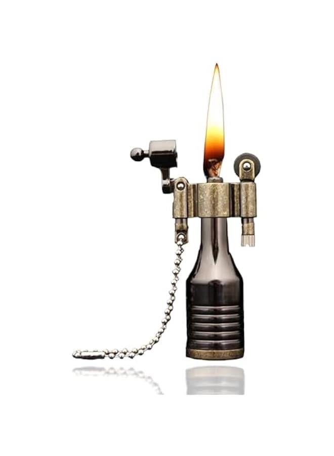 Retro Flint Wheel Lighter, Creative Soft Flame Kerosene Lighter, Jet Torch Lighter, Refillable Adjustable Windproof Lighter, Cool Metal Lighter, Unique Gift for Men (No Gas)