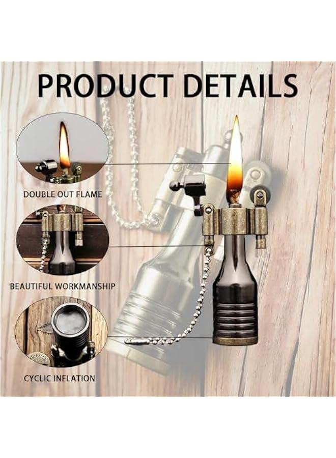 Retro Flint Wheel Lighter, Creative Soft Flame Kerosene Lighter, Jet Torch Lighter, Refillable Adjustable Windproof Lighter, Cool Metal Lighter, Unique Gift for Men (No Gas)