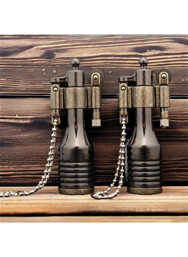 Retro Flint Wheel Lighter, Creative Soft Flame Kerosene Lighter, Jet Torch Lighter, Refillable Adjustable Windproof Lighter, Cool Metal Lighter, Unique Gift for Men (No Gas)