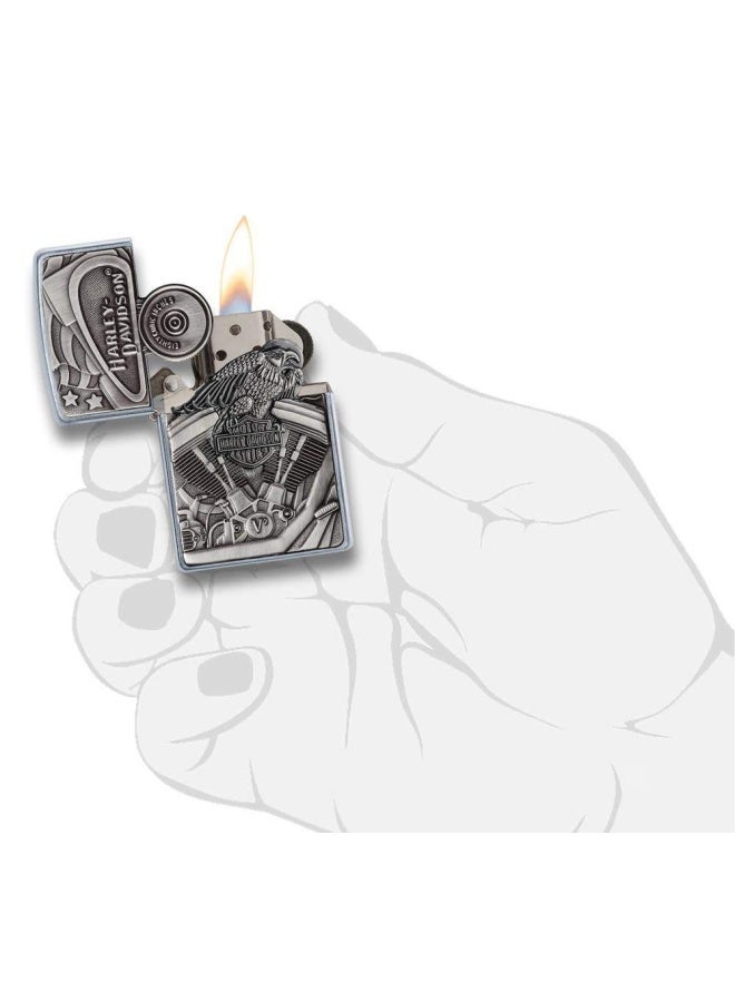 29266 207 Harley Davidson Motor Flag Lighter Brass