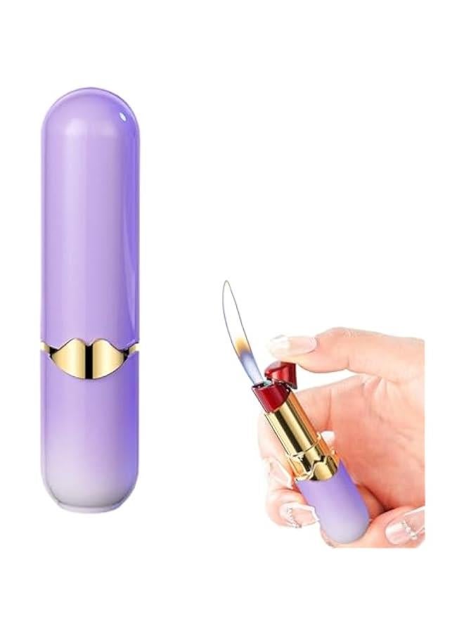 Creative Lipstick Lighter, Soft Flame Butane Lighter, Refillable and Adjustable Open Flame Lighter, Cool Portable Windproof Lighter, Unique Birthday Gift for Ladies and Girlfriends(No Gas)-Purple