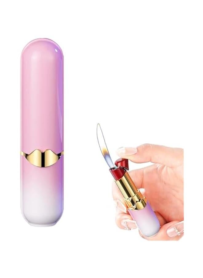 Creative Lipstick Lighter, Soft Flame Butane Lighter, Refillable and Adjustable Open Flame Lighter, Cool Portable Windproof Lighter, Unique Birthday Gift for Ladies and Girlfriends(No Gas)-Pink