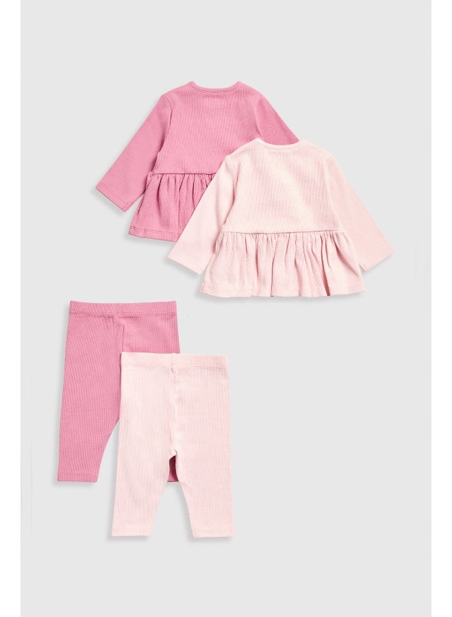 Pink Tops and Leggings 4-Piece Set