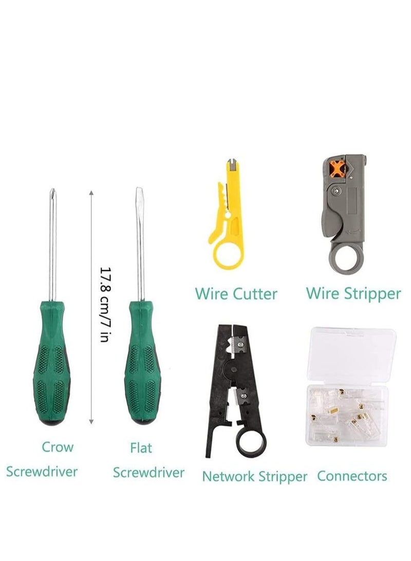 Network Tool Kits Professional Net Computer Maintenance LAN Cable Tester Repair Tools RJ45 RJ11 Cat5 Cat6 Cable Tester Network Cable Crimper Screwdriver Crimp Pliers stripping pliers Tool Set