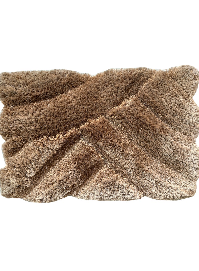 Hand made shaggy rug for bedroom soft rug fur rug for living room area rug brown color high pile rug mp3d-03