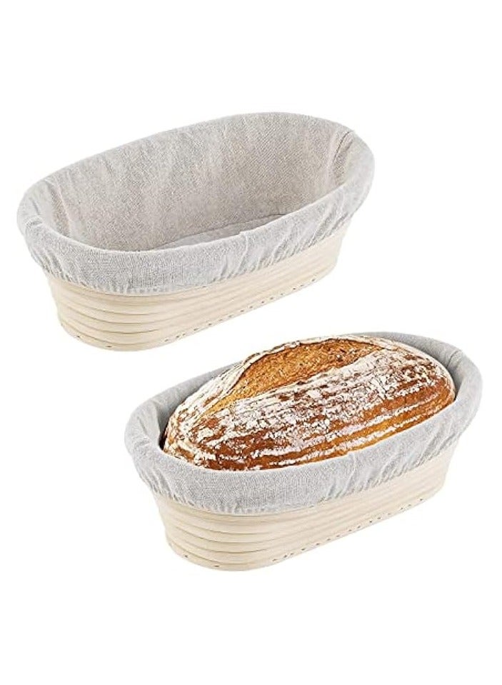 2 Packs 10 inch Oval Shaped Banneton Proofing Basket Set, Sourdough Bread Proofing Basket Baking Dough Bowl