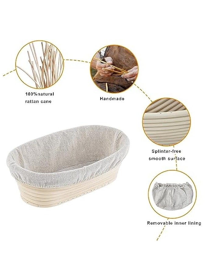 2 Packs 10 inch Oval Shaped Banneton Proofing Basket Set, Sourdough Bread Proofing Basket Baking Dough Bowl