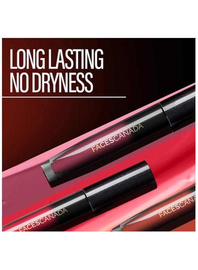 FACES CANADA Comfy Silk Liquid Lipstick Infused With Nourishing Mulberry Oil & Shea Butter, Longwear Transfer Proof Highly Pigmented Lip Color With Smooth Texture, Satin Matte Finish - Achiever Red 09