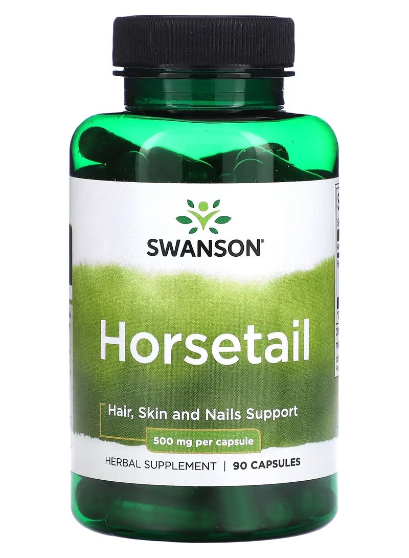 Swanson Horsetail - Herbal Supplement Supporting Healthy Hair, Skin & Nails - Natural Ingredients for Bone Health & Urinary Tract Support - (90 Capsules, 500mg Each)