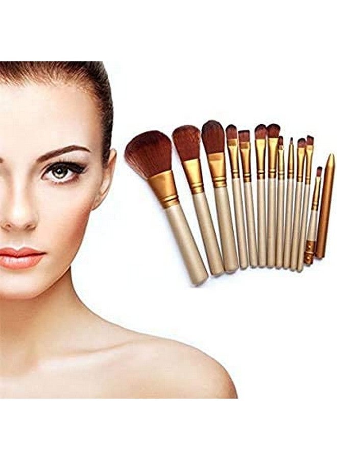 Makeup Brushes Kit Set Of 12 With A Silver Storage Box And One Sponge Puff And One 36H Eyeliner