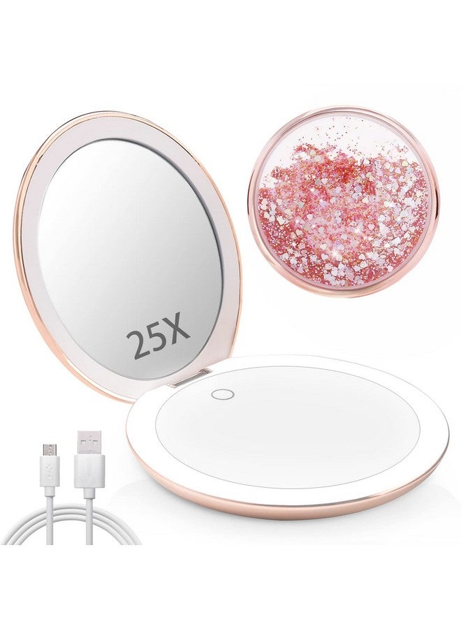 Magnifying Mirror With Light1X/25X Compact Mirrorlighted Makeup Mirror With Touch Control4.8 Inch Portable Magnifying Mirror With Lights For Home And Outdoors