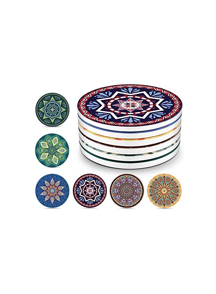 Drink Coasters Absorbent Ceramic Coasters With Cork Base,Prevent Furniture From Dirty And Scratched, Multicolor