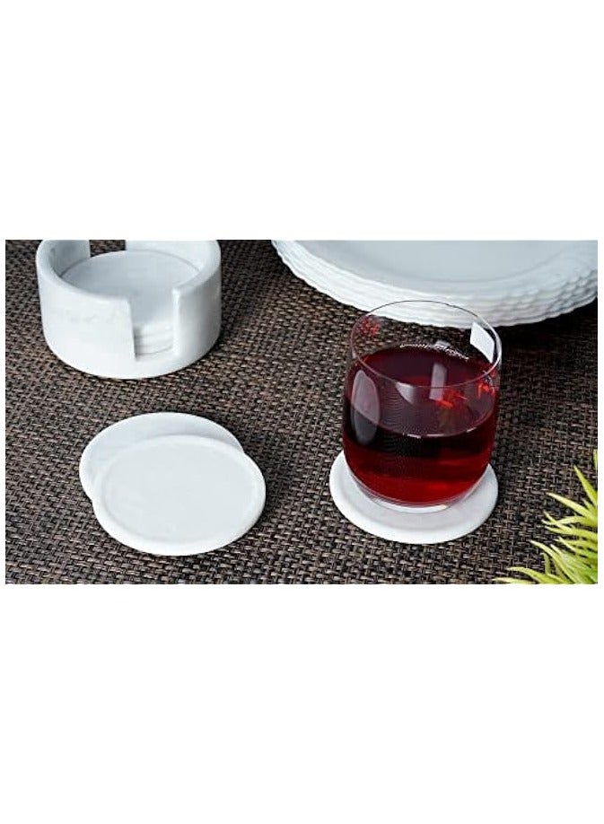 6 Pcs Handmade Marble Warm Coffee Coasters for Cup Glass Drink Car Office with Storage Stand Drink Coasters Set