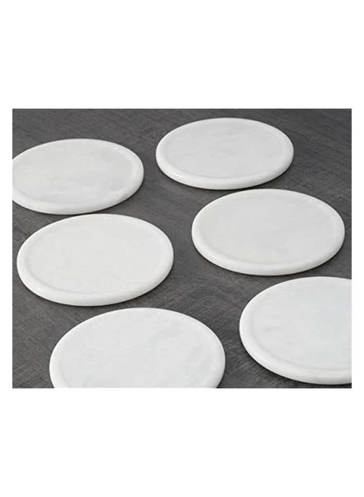 6 Pcs Handmade Marble Warm Coffee Coasters for Cup Glass Drink Car Office with Storage Stand Drink Coasters Set