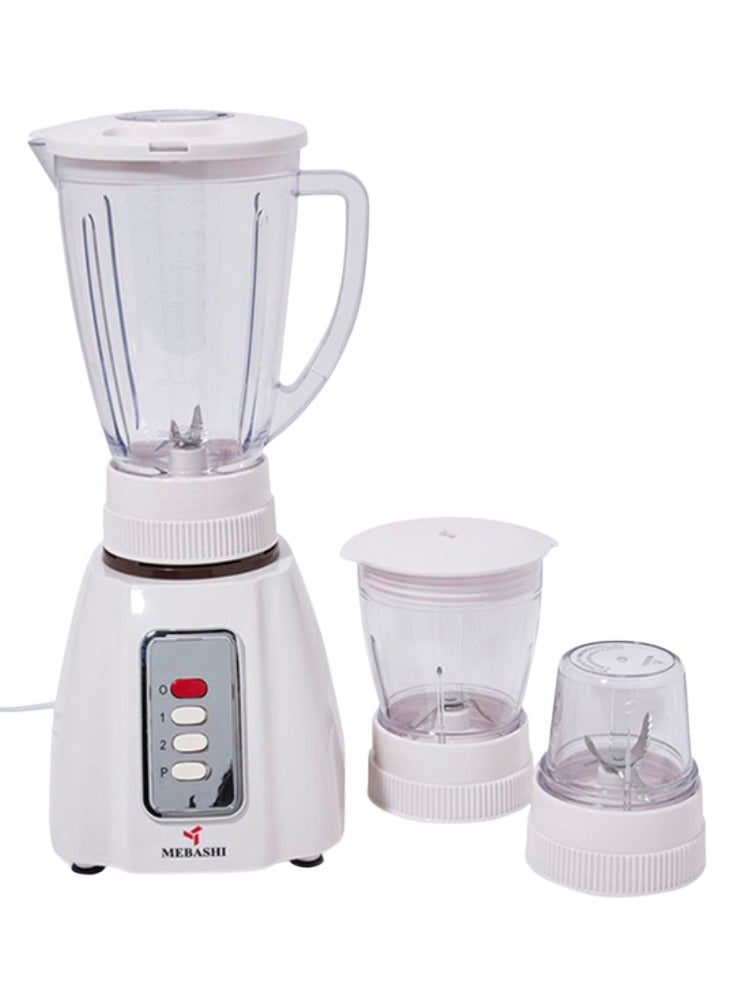 Mebashi 3-in-1 Blender (ME-BL1005W) – 1.6L | Blender, Grinder, Chopper, and Filter | 350W | Stainless Steel Blade | Pulse & 2-Speed Control (350W)