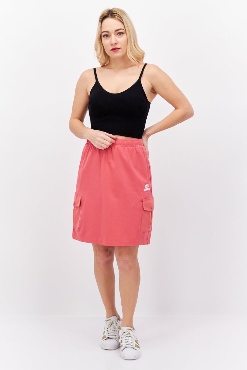 Women Wide Fit Brand Logo Outdoor Skirt, Red Berry