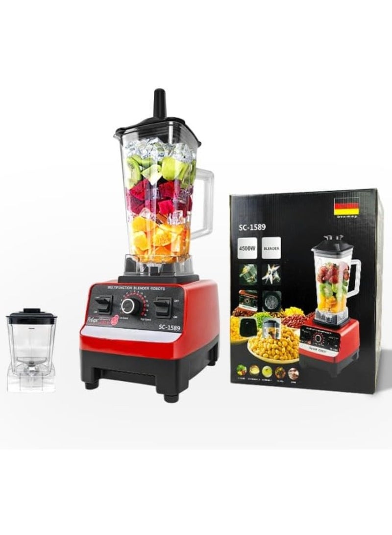 Blender Juicer Smoothie Maker, Heavy Duty Mixer Grinder Stainless Steel Blades, 2.5L Jar, 4500w, Ice Crushing, Nuts, Seeds. German Technology Ideal for Smoothies, Shakes, Purees, Grinding.