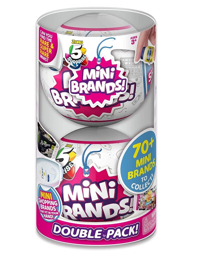 Mini Brands 2 Pack Series 1 by ZURU Mystery Real Miniature Collectible Toy Capsule PVC Tube Packaging Gold