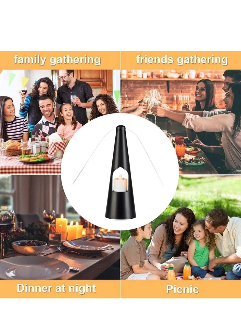 Fly Fans for Tables Fans for Outdoor Table and Tabletop Fans with LED Tea Lights for Decorations Lightweight Odor Free Fly Repellent Fan Keep Flies Away from Your Food Enjoy Outdoor Meal Black