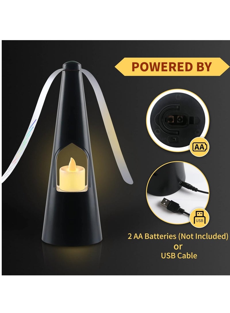 Fly Fans for Tables Fans for Outdoor Table and Tabletop Fans with LED Tea Lights for Decorations Lightweight Odor Free Fly Repellent Fan Keep Flies Away from Your Food Enjoy Outdoor Meal Black