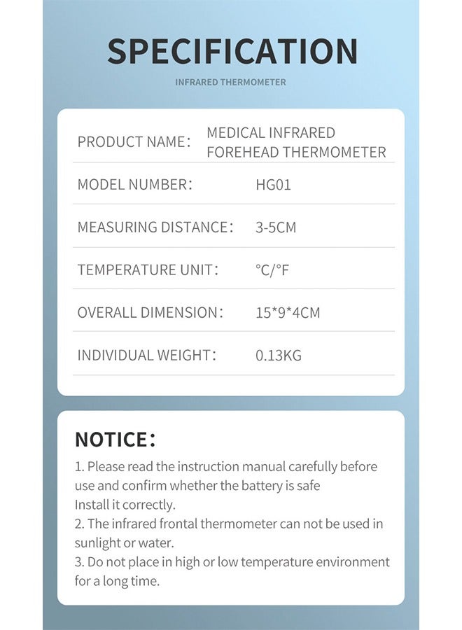 Non-Contact Smart Forehead Thermometer, Handheld Digital Temperature Measurement for Home Use, Baby & Medical Grade