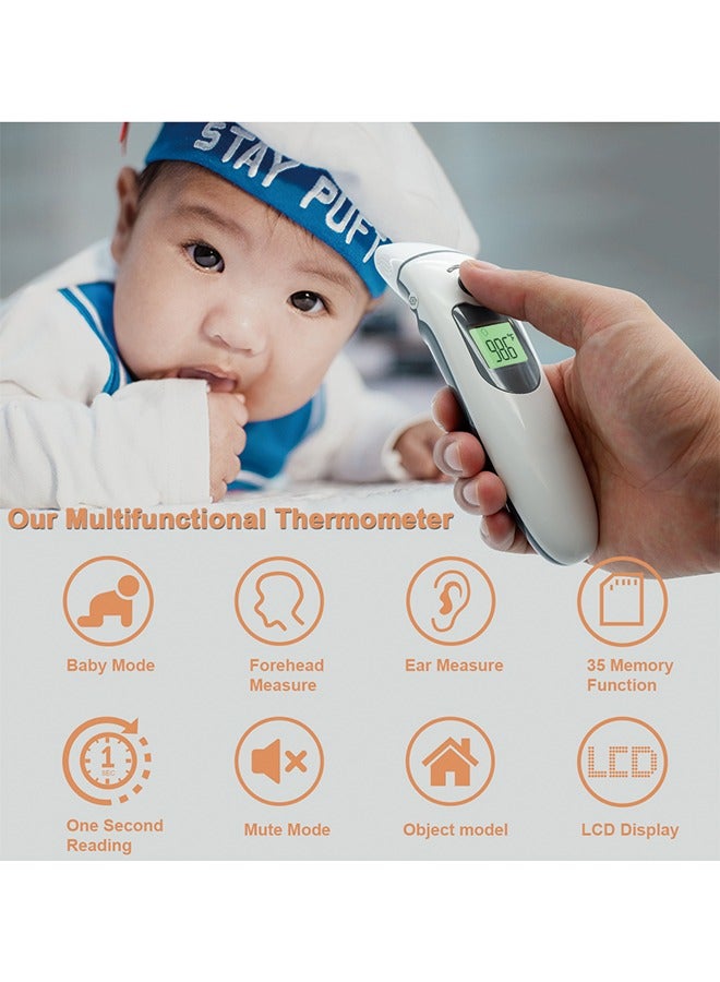 FDA TUV Certified Infrared Forehead & Ear Thermometer, Dual-Use Digital Thermometer for Home and Pets, Baby Temperature Monitor