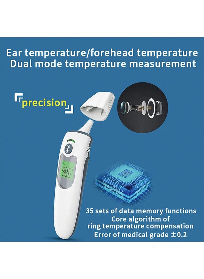 FDA TUV Certified Infrared Forehead & Ear Thermometer, Dual-Use Digital Thermometer for Home and Pets, Baby Temperature Monitor