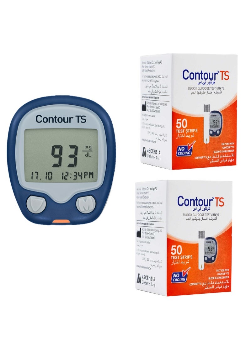 Contour Ts Combo Pack Glucometer Plus 100'S Strips