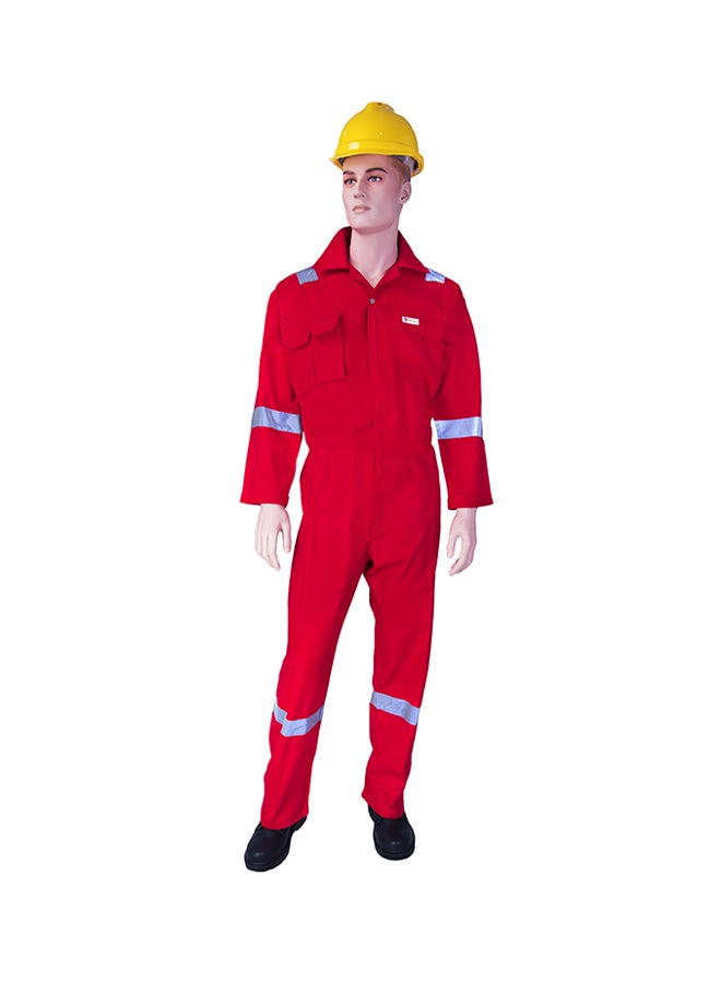 Comfort Safety Coverall With 6 Reflective Tapes Red Small