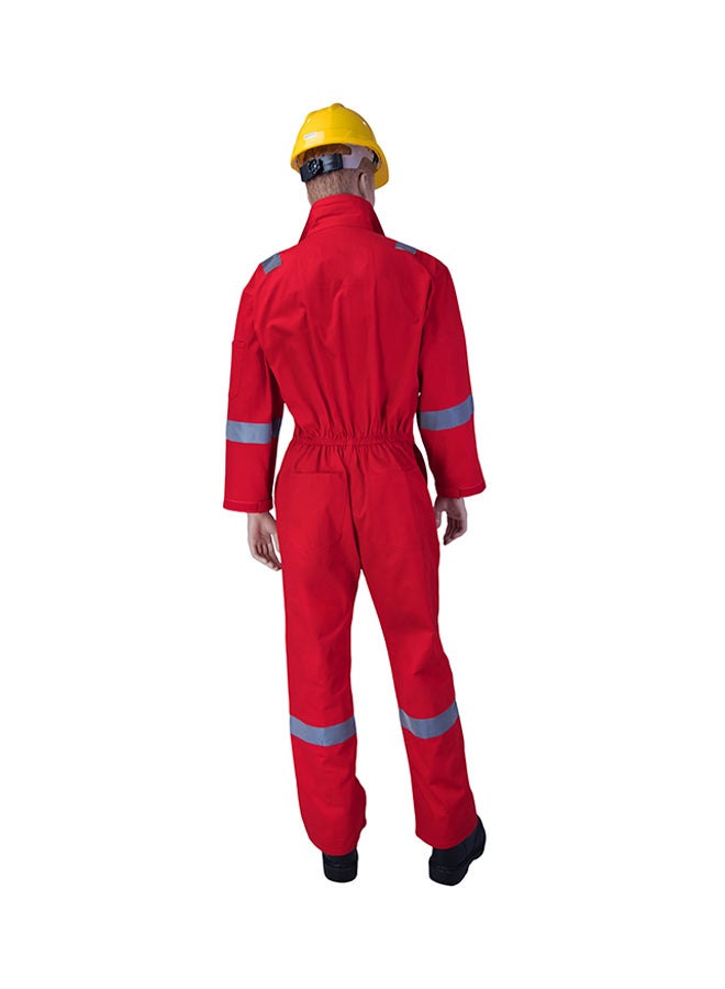 Comfort Safety Coverall With 6 Reflective Tapes Red Small
