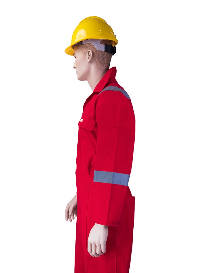 Comfort Safety Coverall With 6 Reflective Tapes Red Small