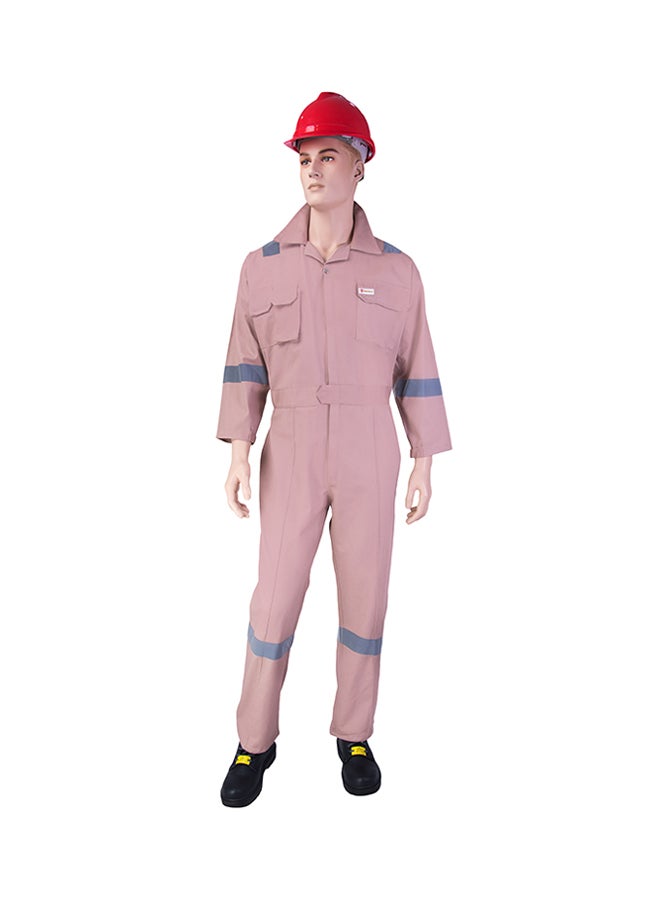 Comfort Safety Coverall With 6 Reflective Tapes Khaki Large