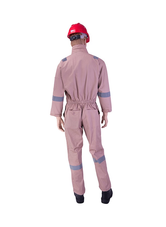 Comfort Safety Coverall With 6 Reflective Tapes Khaki Large
