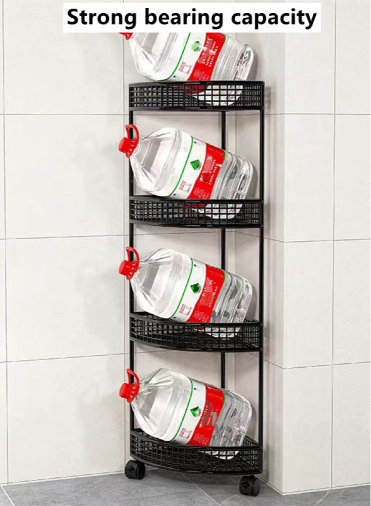 4-Tier Bathroom Shelf Shower Shampoo Soap Organizer Storage Rack With Wheel 36x26x84 cm