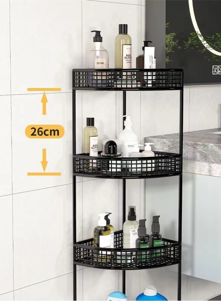 4-Tier Bathroom Shelf Shower Shampoo Soap Organizer Storage Rack With Wheel 36x26x84 cm