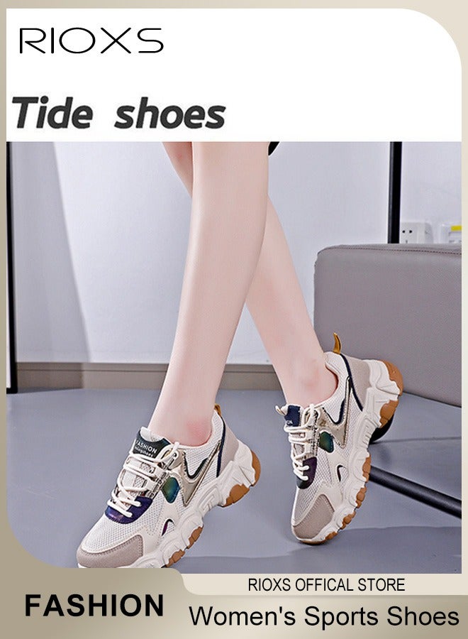 Women's Fashion Chunky Sports Shoes Platform Running Sneakers Casual Mesh Breathable Non-slip Comfort Walking Sneakers For Jogging