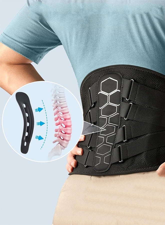 Sports Back Brace for Men and Women Back Brace for Lower Back Pain Relief with Pulley System, Ergonomic Design and Soft Breathable 3D Knit Material, for Herniated Disc, Sciatica